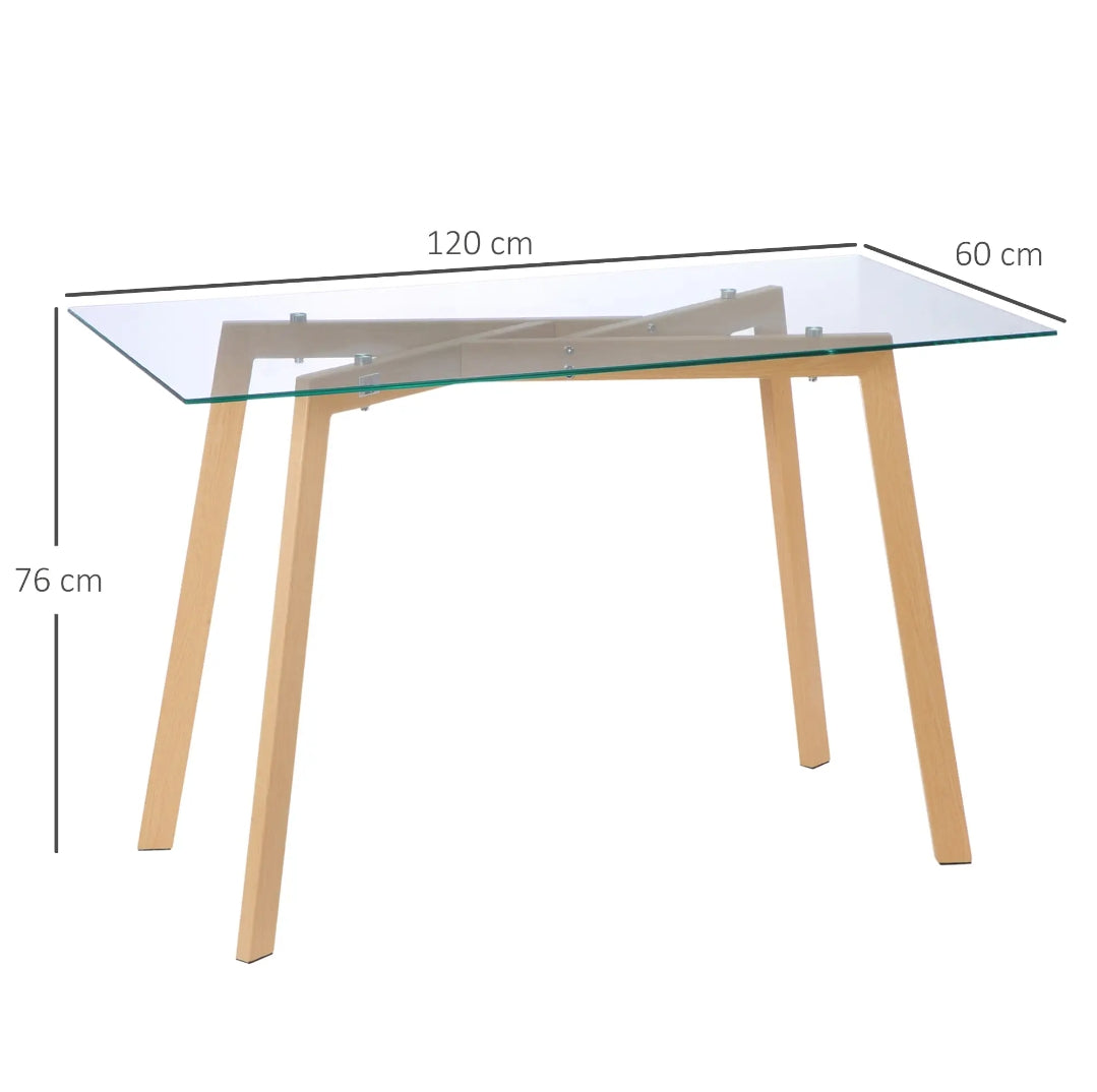 Mesa de Comedor de Cristal Templado 120 cm para 4 Personas | MooM Decó