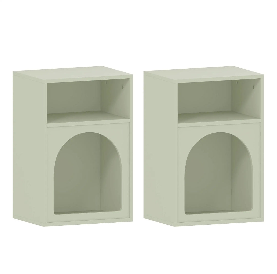 Pack 2 Mesitas de Noche Verde Claro con Arco | MooM Decó