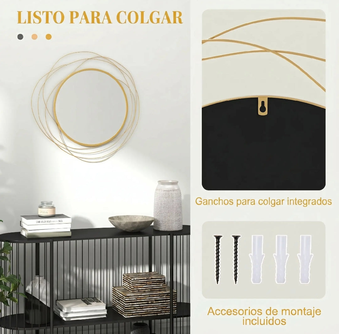 Espejo Decorativo Redondo Dorado con Marco Abstracto Ø65 cm | MooM Decó