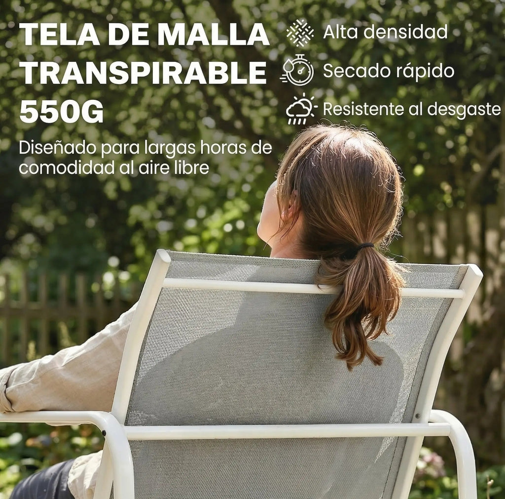 Conjunto de Jardín Exterior 4 Piezas con Sofá, 2 Sillones y Mesa | MooM Decó