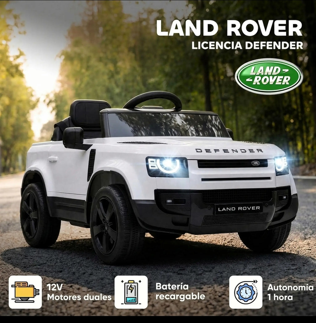 Coche Eléctrico Infantil Land Rover Defender 12V Blanco | MooM Decó