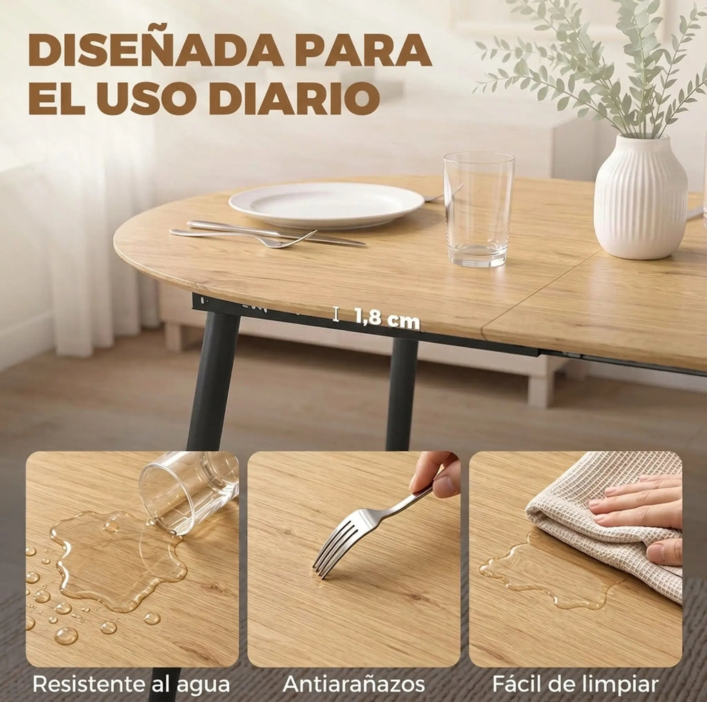 Mesa de Comedor Extensible Ovalada 120-160 cm Roble | MooM Decó