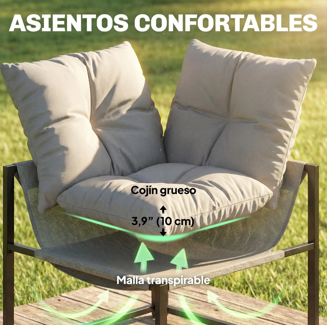 Conjunto de Jardín Esquinero 4 Piezas para 5 Personas con Cojines y Mesa de Cristal Templado