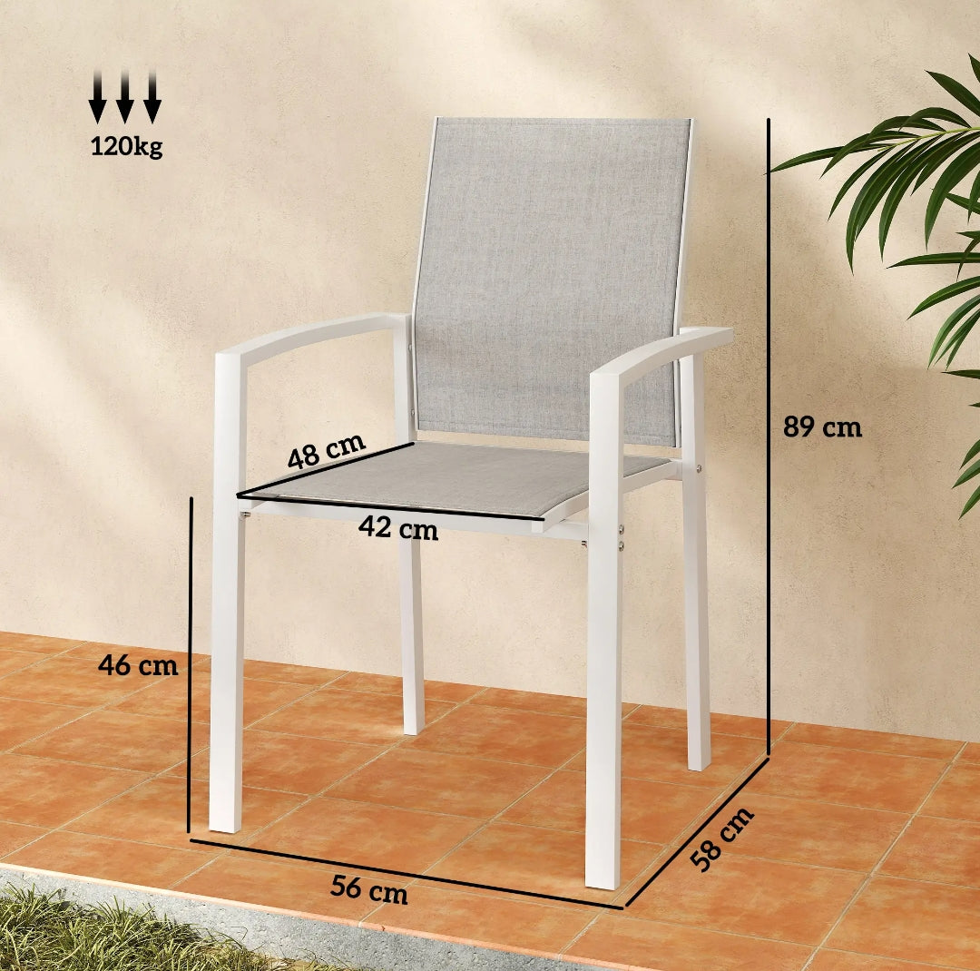 Juego de 2 Sillas de Jardín Apilables de Textileno con Reposabrazos | Terraza y Balcón | MooM Decó