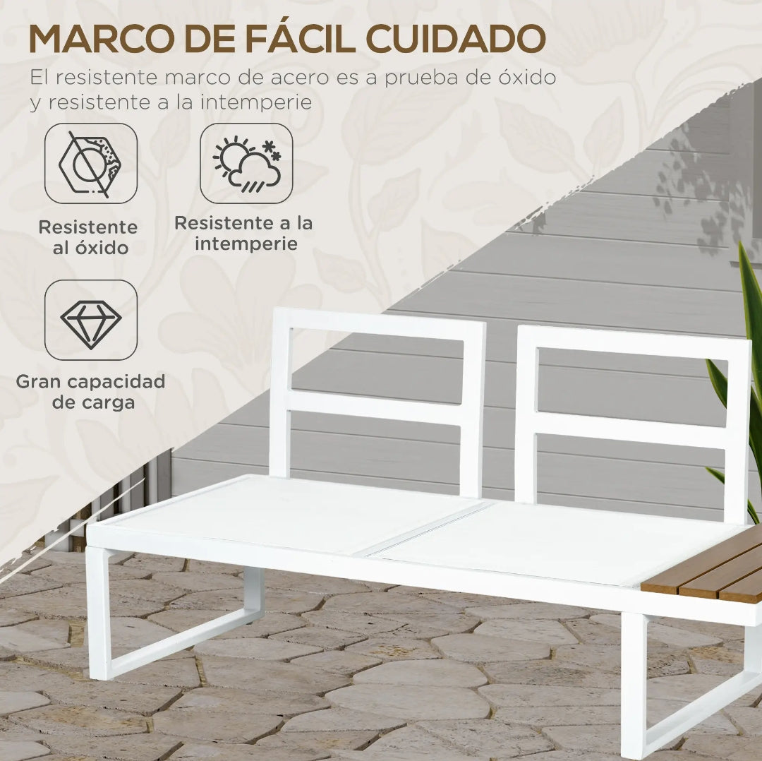 Sofa rinconera exterior Modular 4 Piezas con Sofá Reclinable y Mesa | MooM Decó