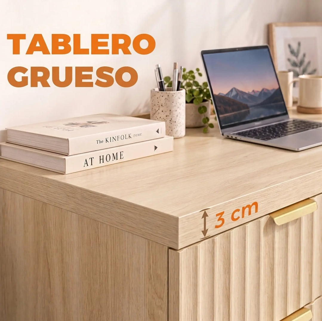 Escritorio Reversible 120 cm Roble con Cajón y Armario | MooM Decó