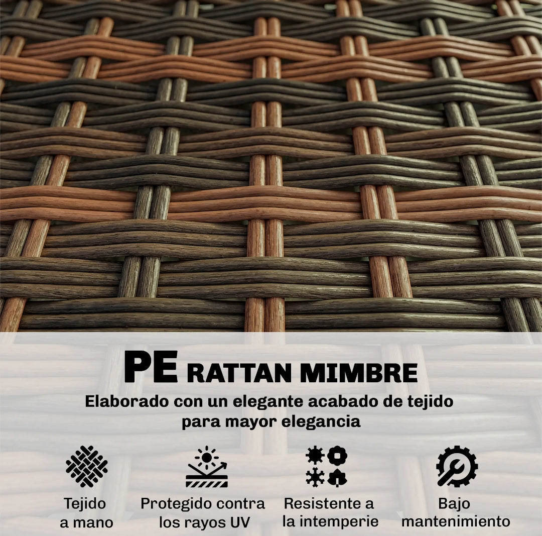 Conjunto Jardín Modular Ratán 5 Piezas con Mesa y Cojines | MooM Decó