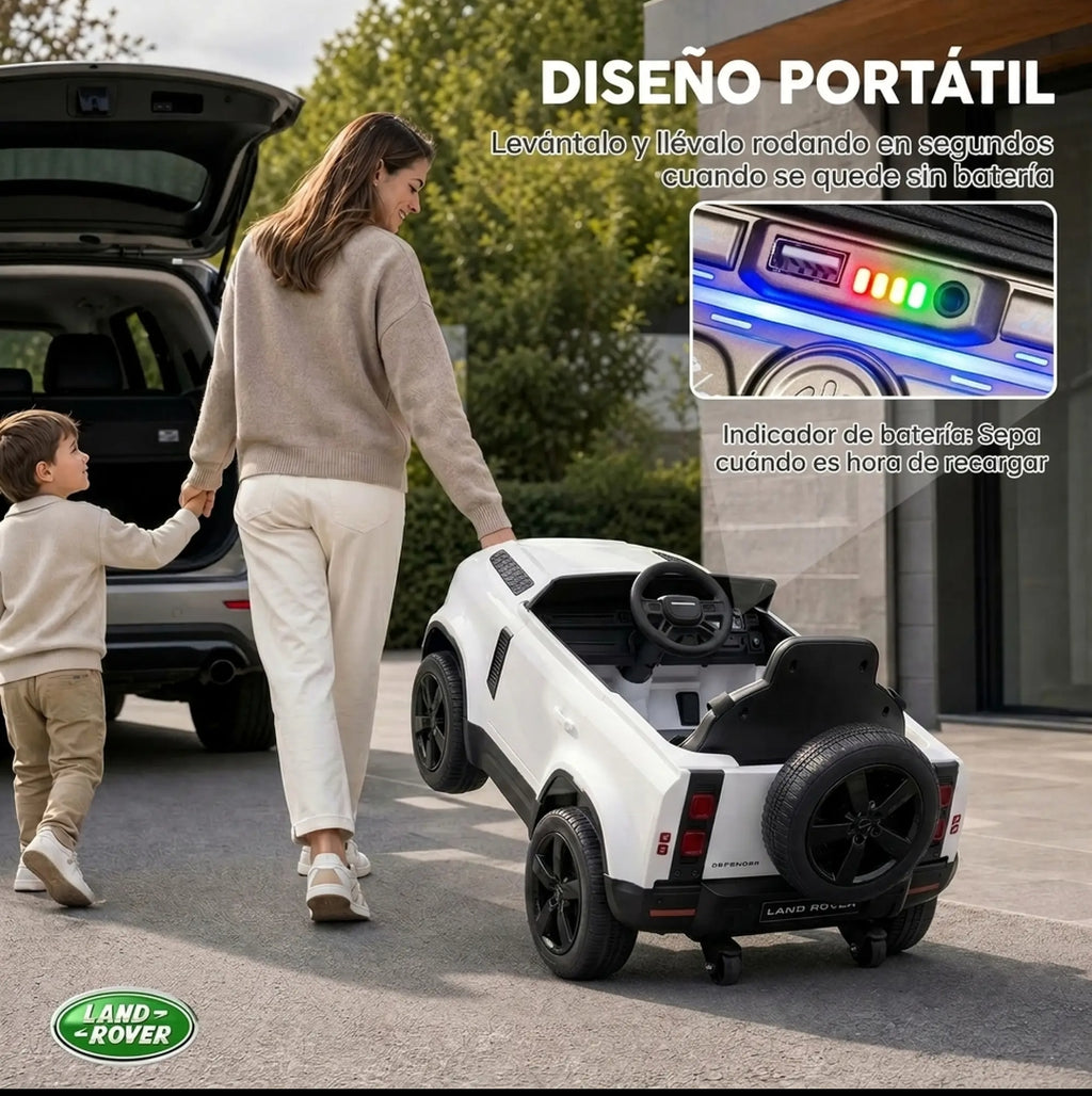Coche Eléctrico Infantil Land Rover Defender 12V Blanco | MooM Decó