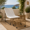 Sillón de Jardín con Reposapiés y Cojín de Ratán Sintético para Terraza y Exterior