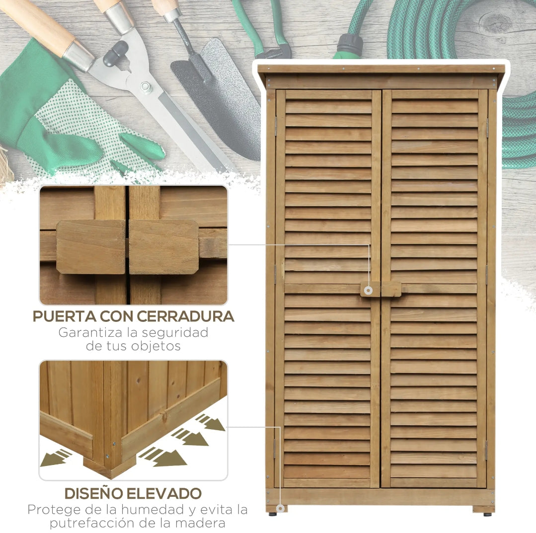 Armario Exterior de Madera para Jardín con Estantes 160 cm | MooM Decó