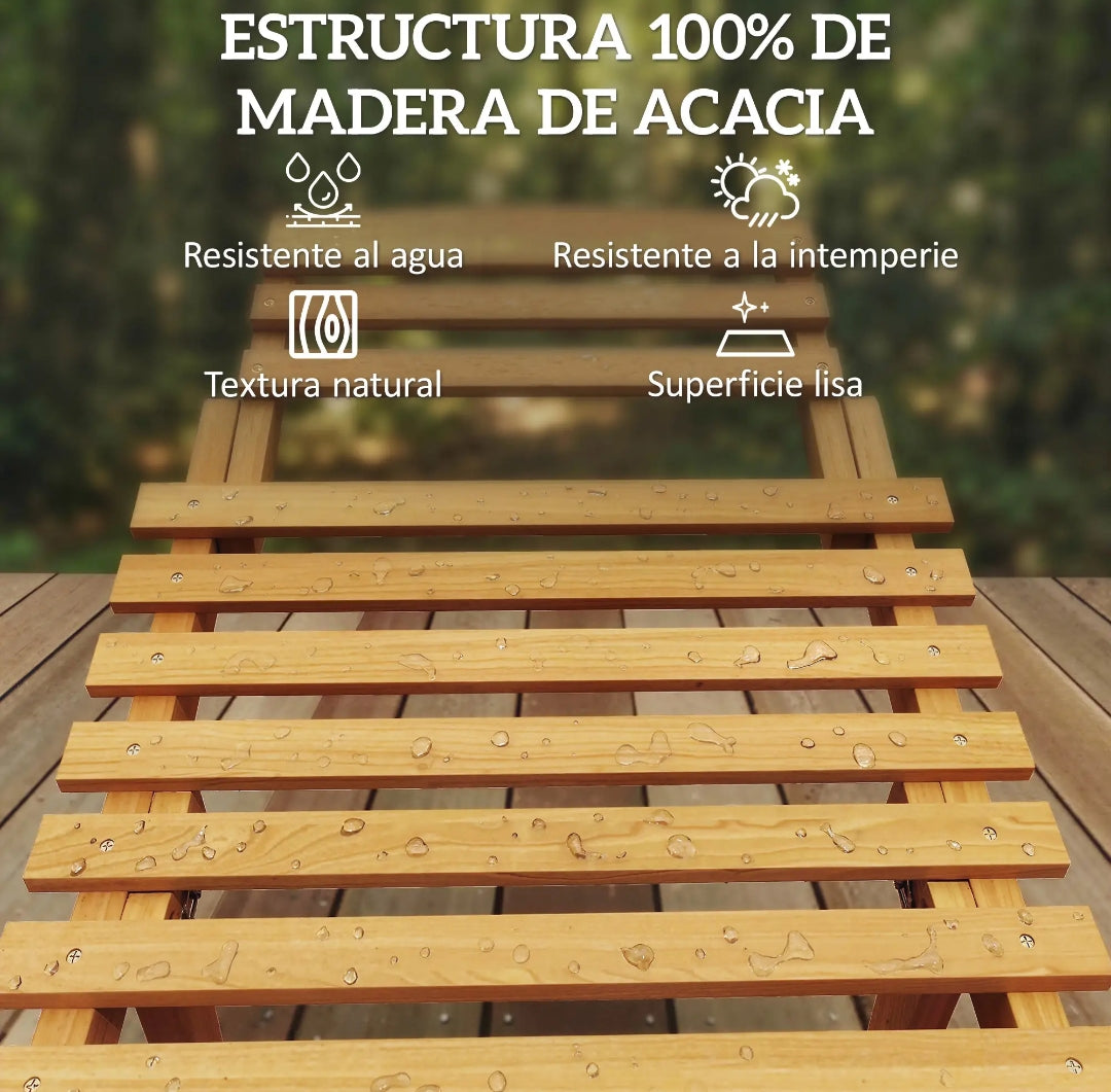 Tumbona ergonómica madera Acacia plegable