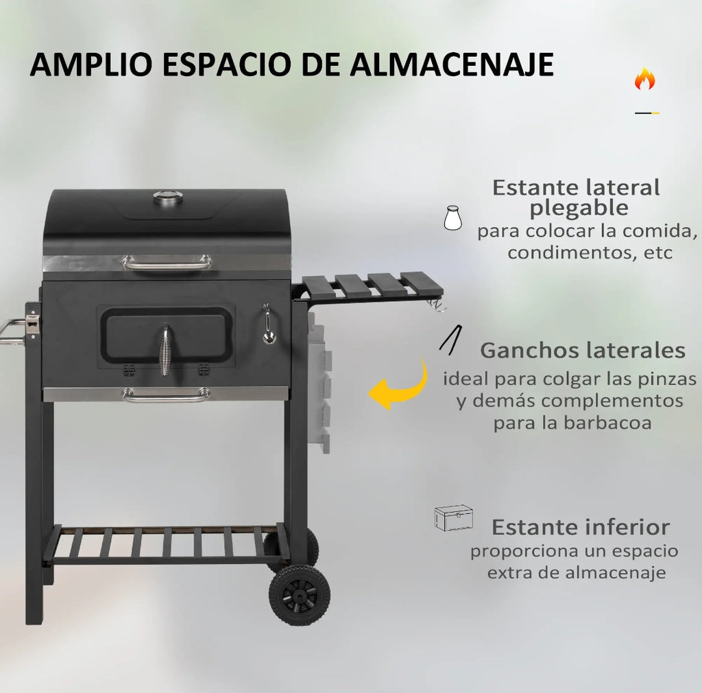 Barbacoa de Carbón con Tapa, Termómetro y Ruedas | MooM Decó