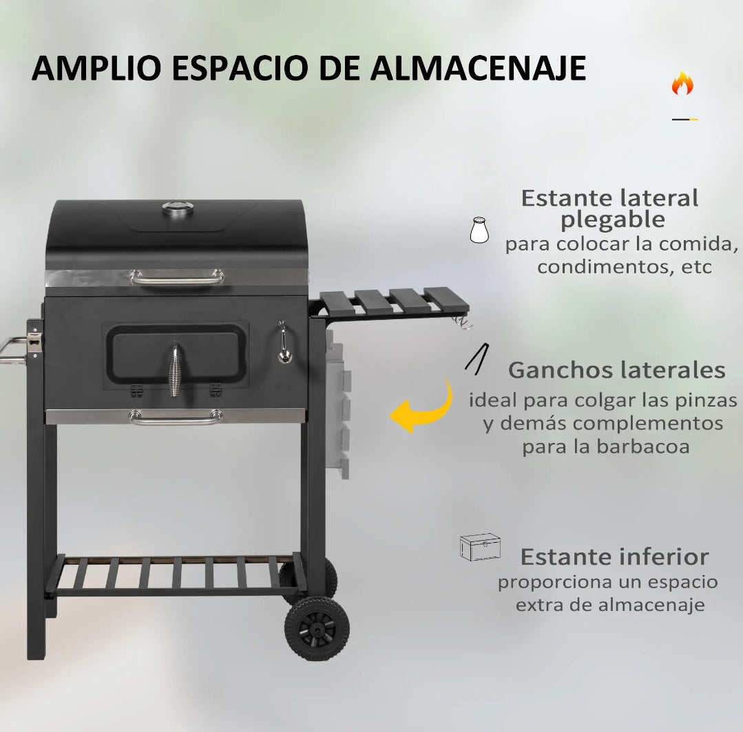 Barbacoa de Carbón con Tapa, Termómetro y Ruedas | MooM Decó