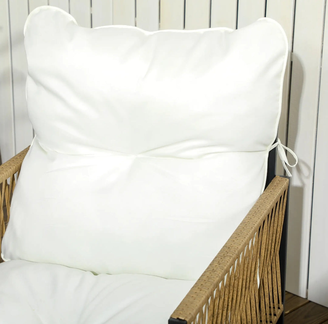 Conjunto de Jardín de Ratán Sintético 4 Piezas con Sofá, 2 Sillones, Mesa de Cristal y Cojines