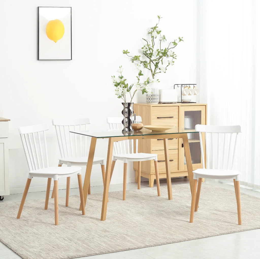 Pack 4 Sillas de Comedor Nórdicas Blancas y Madera | MooM Decó