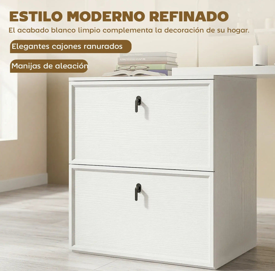 Escritorio Reversible en L con 2 Cajones Archivadores Blanco | MooM Decó