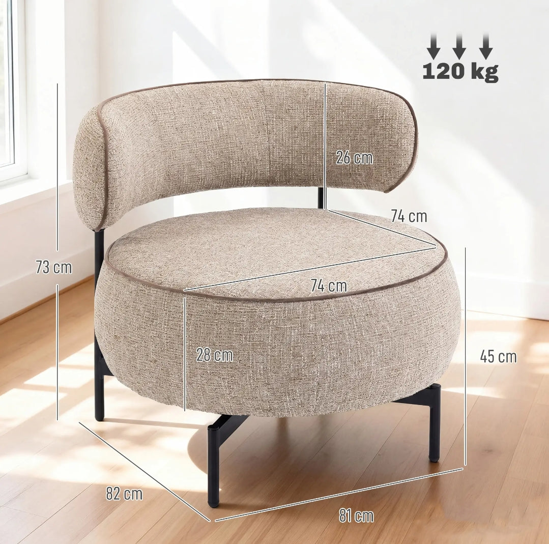 Butaca Giratoria 360° Beige Efecto Lino | MooM Decó