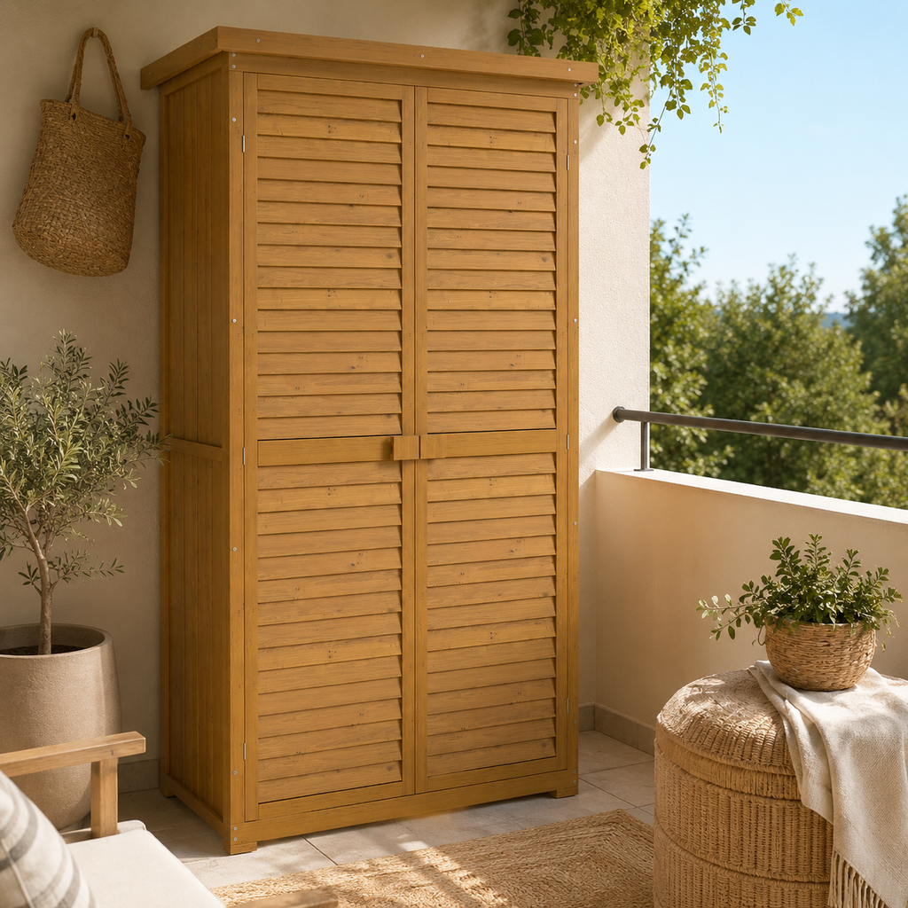 Armario Exterior de Madera para Jardín con Estantes 160 cm | MooM Decó