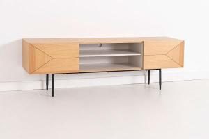 Mueble TV Kalmar Roble Natural y Aquamarina | MooM Decó