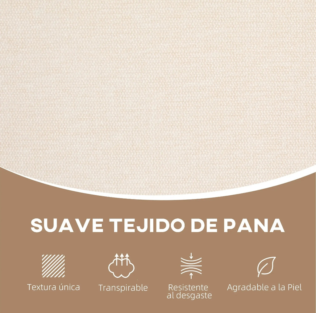 Sofá de 2 Plazas en Chenilla Beige con Reposabrazos de Ratán | MooM Decó