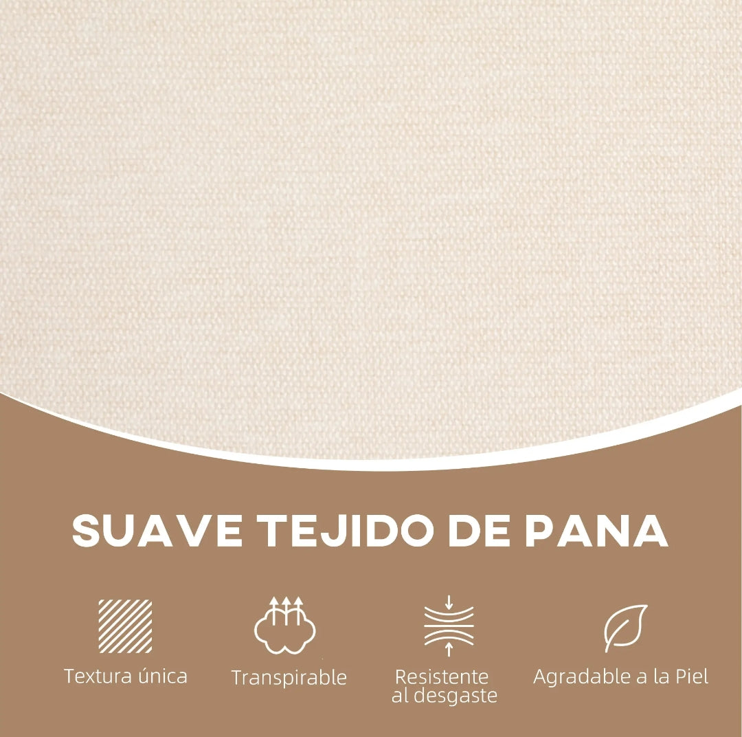 Sofá de 2 Plazas en Chenilla Beige con Reposabrazos de Ratán | MooM Decó
