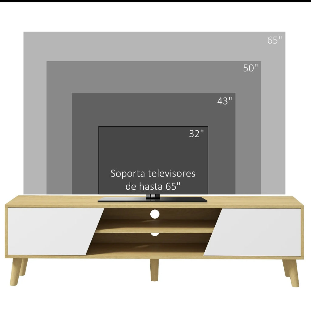 Mueble TV 150 cm Roble y Blanco para TV hasta 65" | MooM Decó