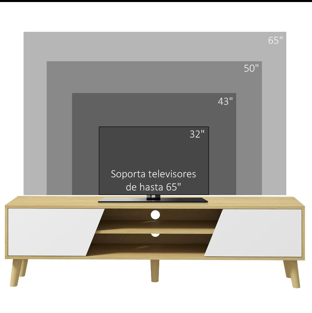 Mueble TV 150 cm Roble y Blanco para TV hasta 65" | MooM Decó