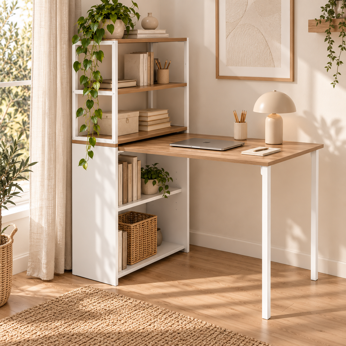 Escritorio Plegable con Estantería 105 cm Natural | MooM Decó