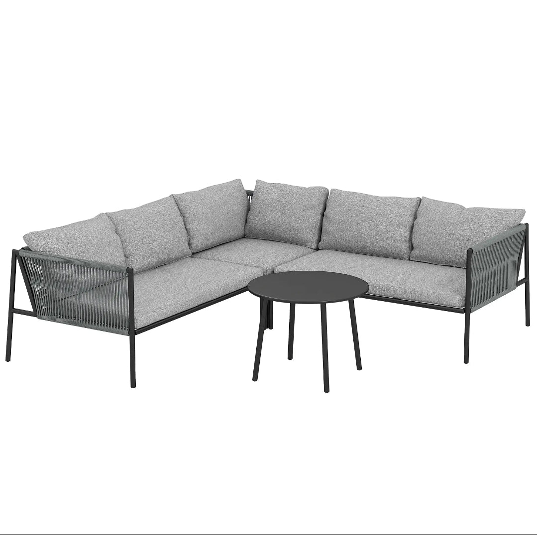Conjunto de Jardín Modular de Ratán 4 Piezas con Mesa Redonda | MooM Decó