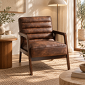 Sillón Vintage Marrón Efecto Cuero y Madera | MooM Decó