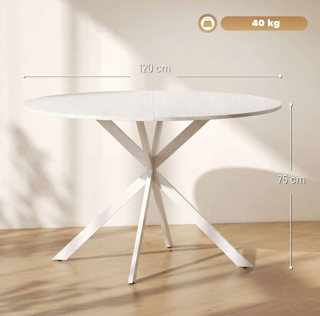 Mesa de Comedor Redonda Blanca Ø120 cm para 4 Personas | MooM Decó