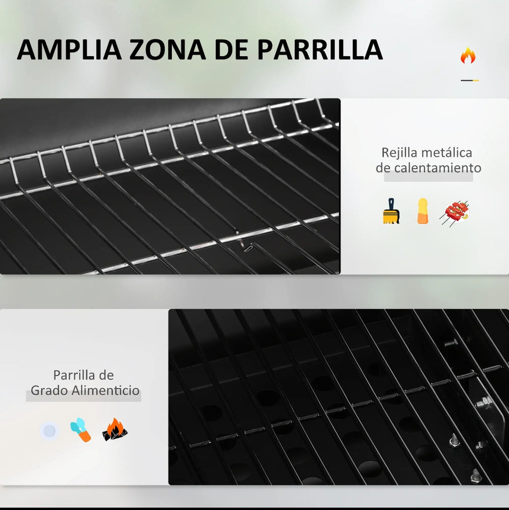 Barbacoa de Carbón con Tapa, Termómetro y Ruedas | MooM Decó