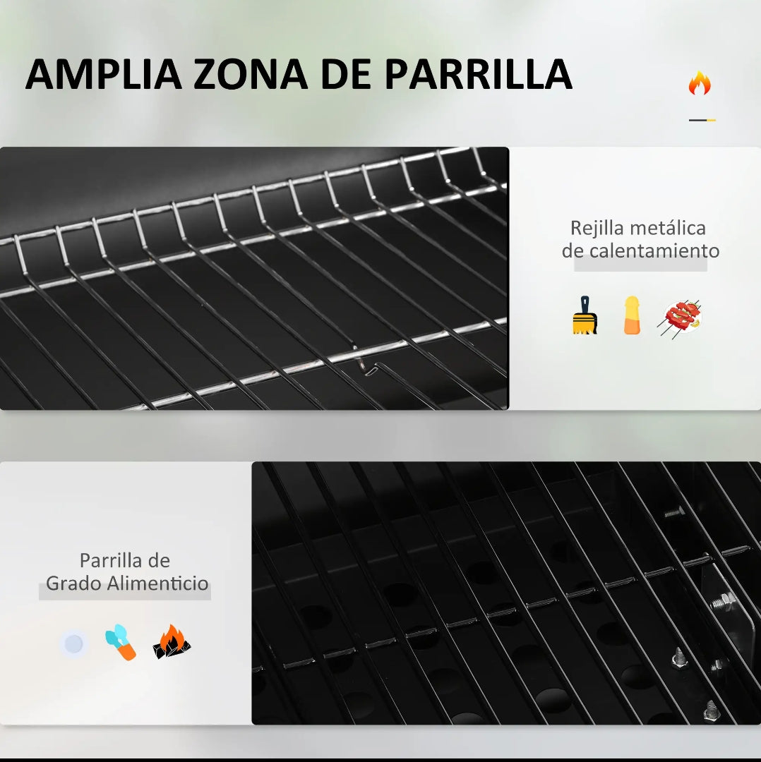 Barbacoa de Carbón con Tapa, Termómetro y Ruedas | MooM Decó