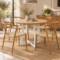 Mesa Redonda Ø80 cm Roble Natural y Blanco | MooM Decó