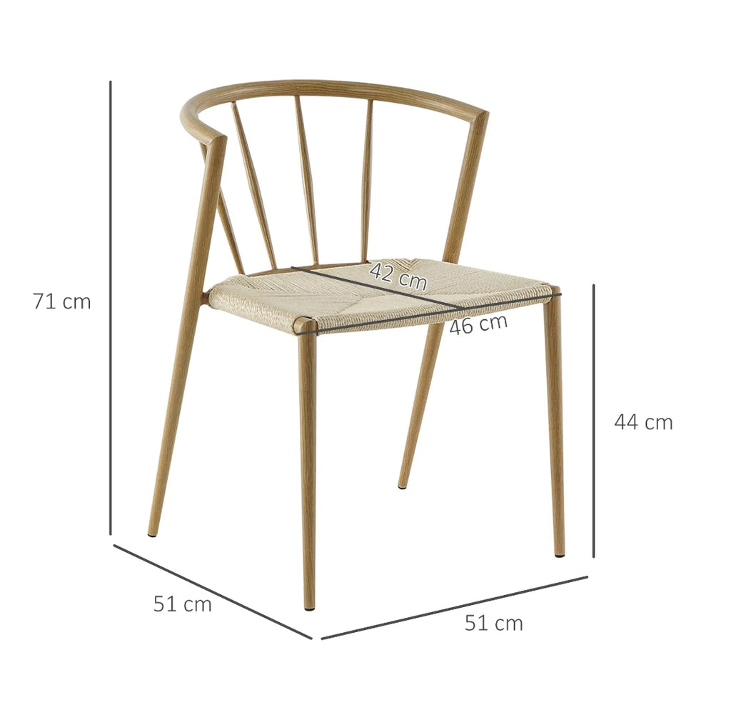 Pack 4 Sillas de Comedor Mid-Century Roble y Crema | MooM Decó