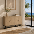 Aparador Chevron Roble con 4 Puertas | Mueble Auxiliar Salón 140,5 cm | MooM Decó