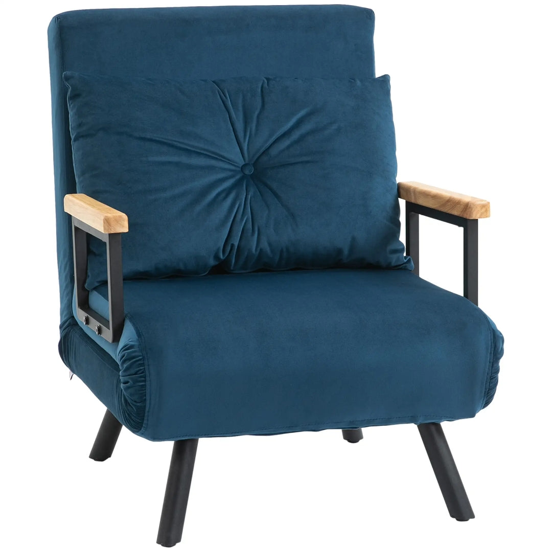 Sofá Cama Convertible 4 en 1 de Terciopelo con Respaldo Reclinable y Cojín