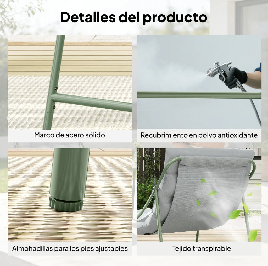 Conjunto Bistro de Jardín 3 Piezas con Cojines, 2 Sillones Lounge y Mesa Auxiliar