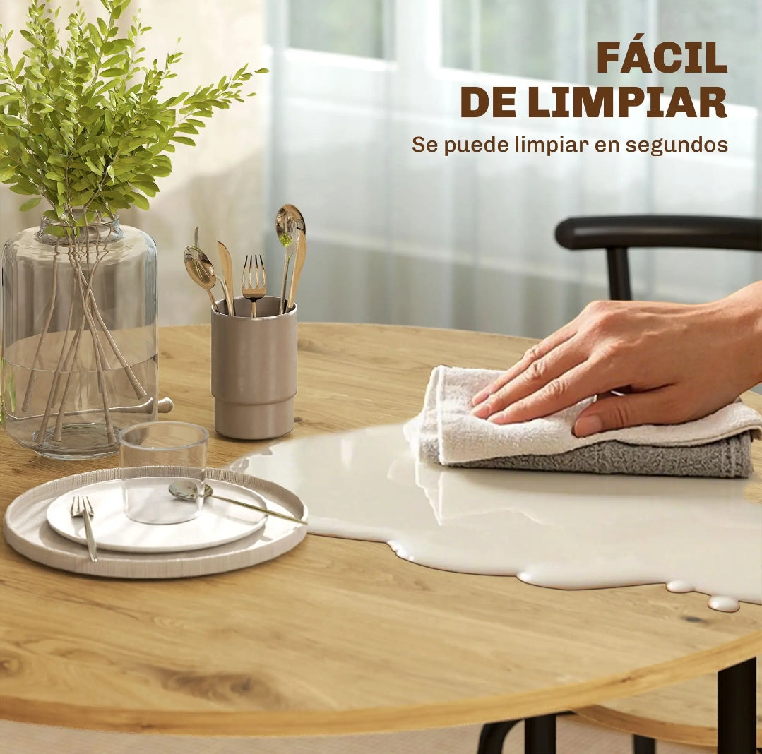 Mesa Redonda Ø85 cm con 4 Sillas Natural y Negro | MooM Decó