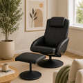 Sillón Relax Reclinable Giratorio 360° con Reposapiés Negro | MooM Decó