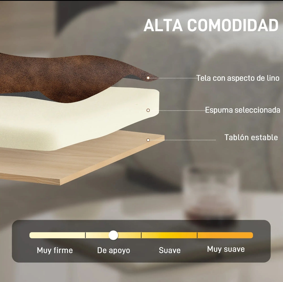 Sillón Vintage Marrón Efecto Cuero y Madera | MooM Decó