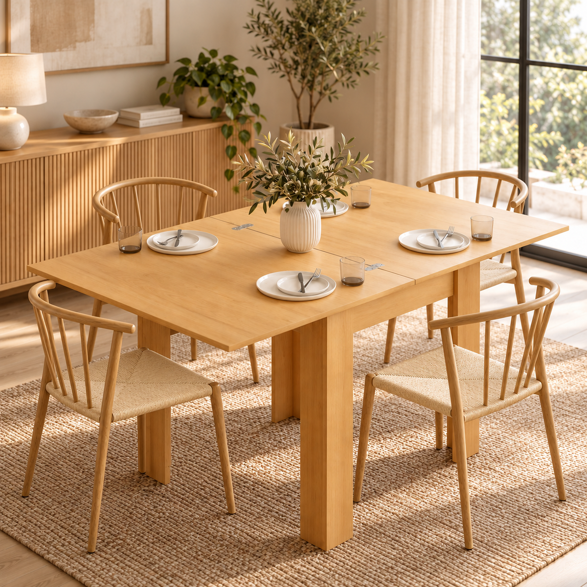Mesa de Comedor Extensible 70-140 cm Madera Natural | MooM Decó