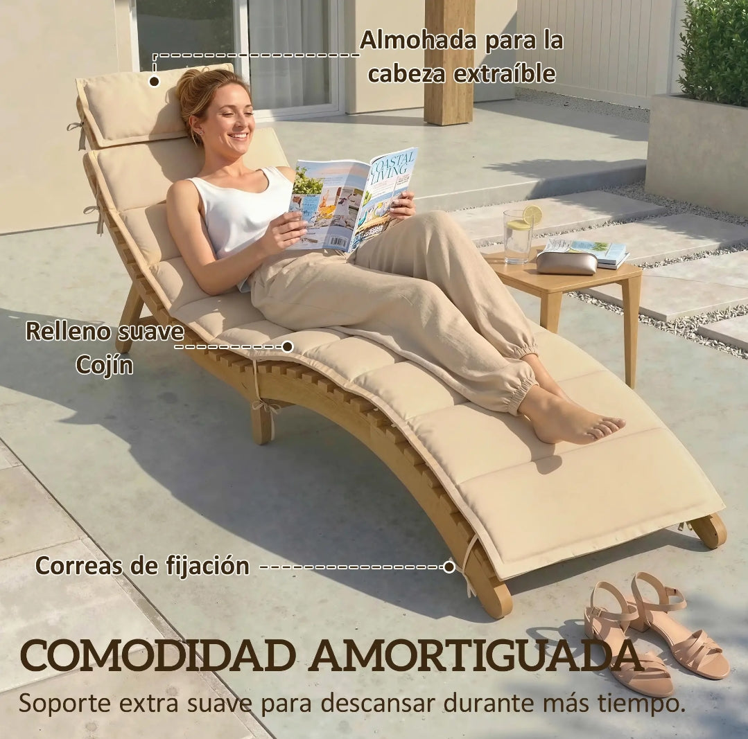Tumbona ergonómica madera Acacia plegable