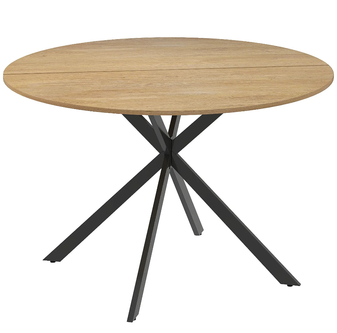 Mesa de Comedor Redonda Ø120 cm Industrial Efecto Madera | MooM Decó