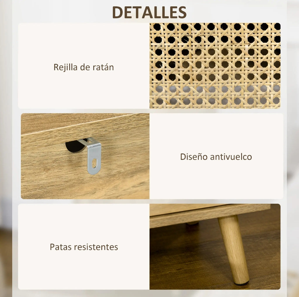 Pack 2 Mesitas de Noche Ratán Cannage Natural | MooM Decó