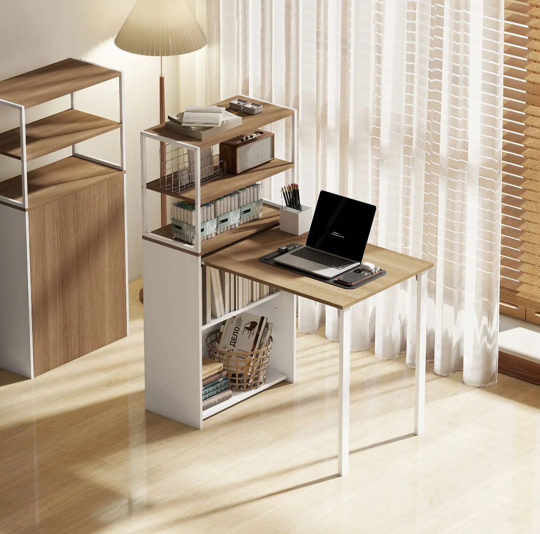 Escritorio Plegable con Estantería 105 cm Natural | MooM Decó