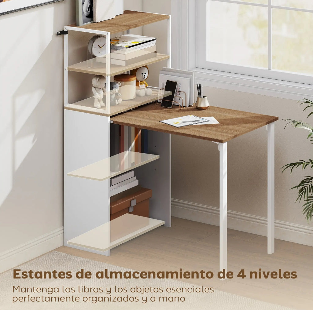 Escritorio Plegable con Estantería 105 cm Natural | MooM Decó