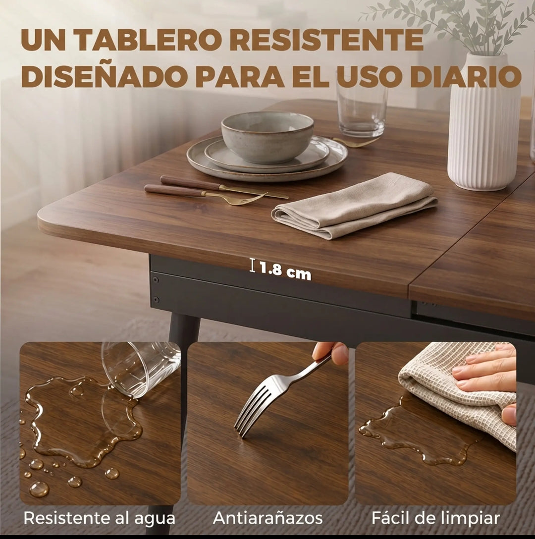 Mesa de Comedor Extensible 130-160 cm Nogal 4-6 Personas | MooM Decó