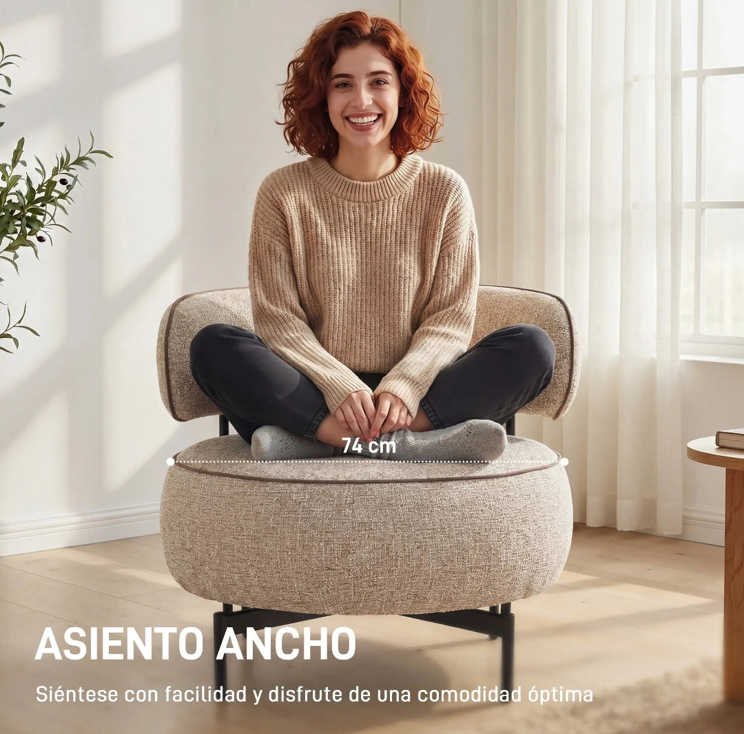 Butaca Giratoria 360° Beige Efecto Lino | MooM Decó