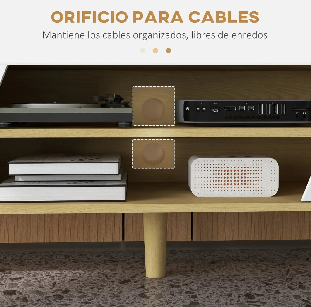 Mueble TV 150 cm Roble y Blanco para TV hasta 65" | MooM Decó